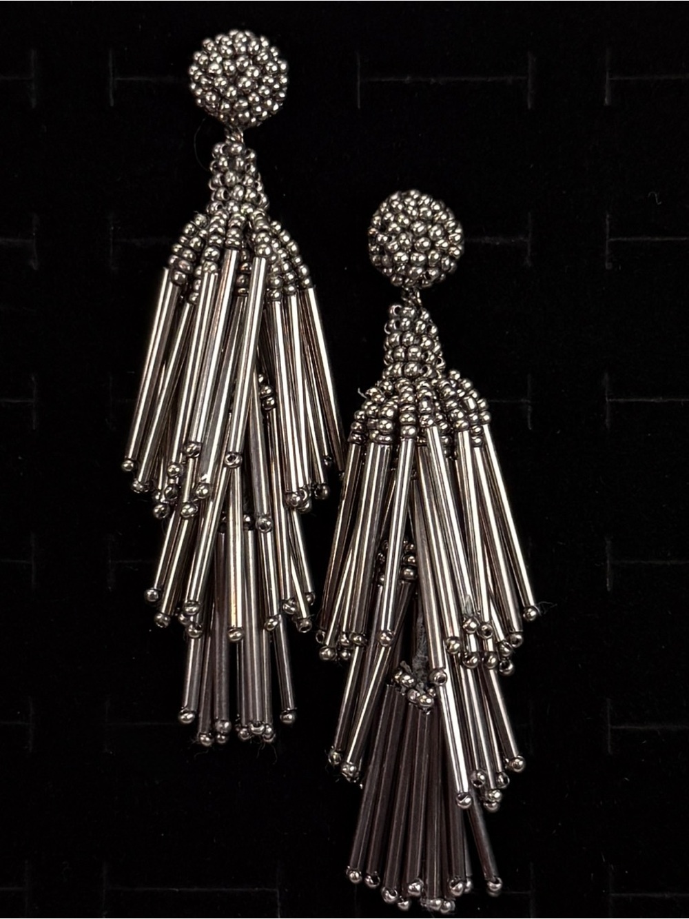 Beautiful beaded costume statement pierced dangle earrings